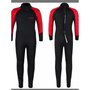 Dark Lightning Wetsuit Kids XS Black Red Excellent 3/2mm Neoprene Full Length